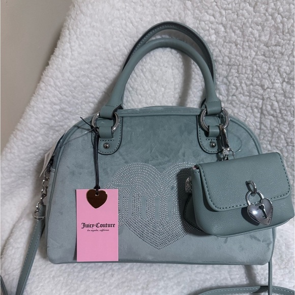 NWT Juicy Couture Queen Couture Satchel in Sage w/ Mini Bag - Picture 1 of 7